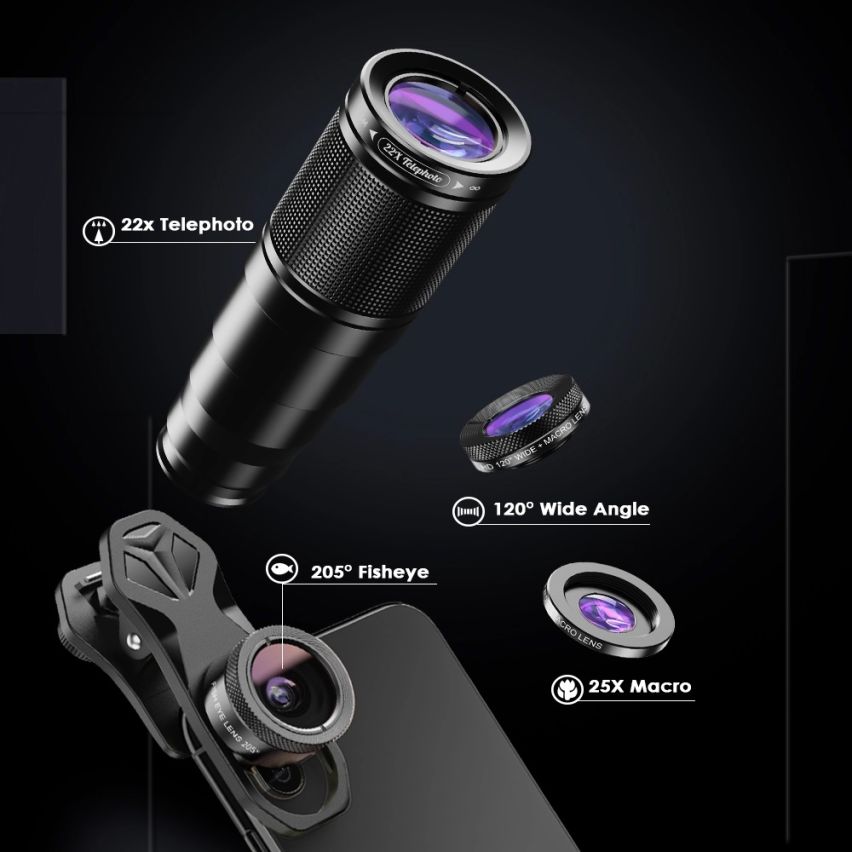 Apexel 5 in 1 Phone Camera Lens Kit with Tripod 