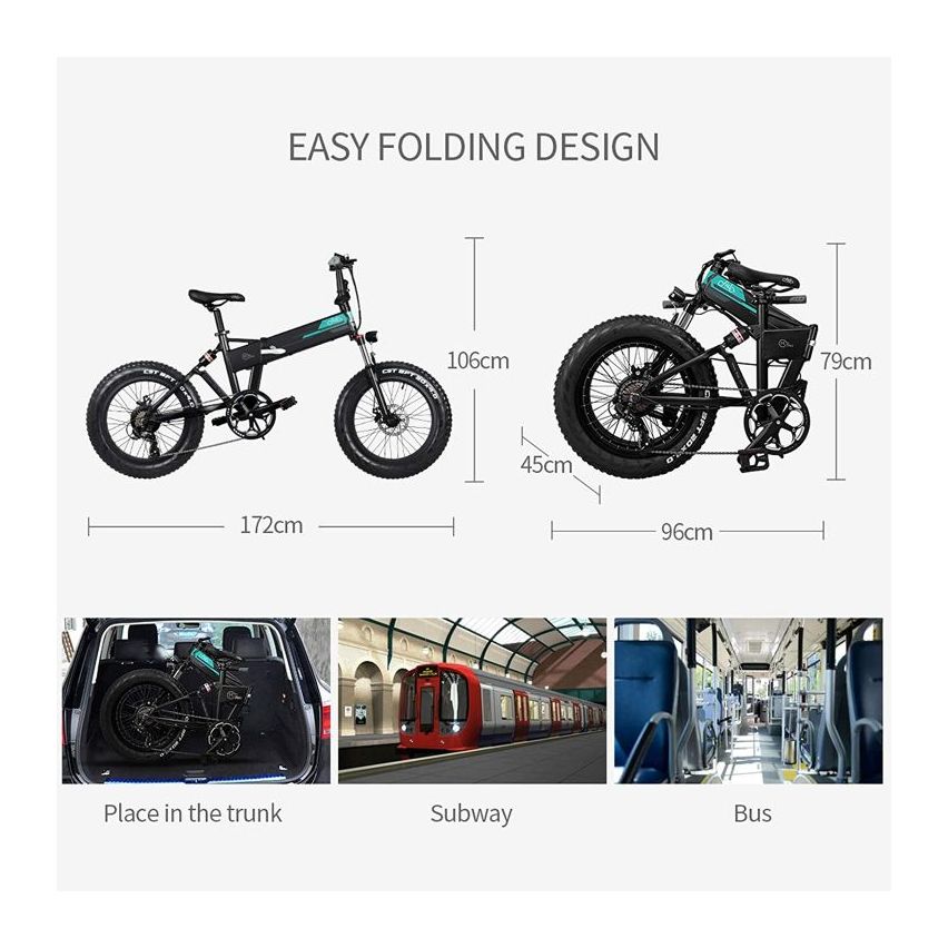 Fiido E-bike Folding M1 Black Fat Tyre