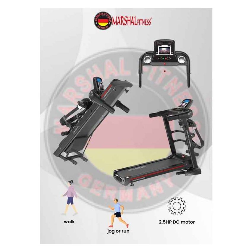 Marshal Fitness Home Use Foldable Jogging Machine With Massager and Space Saving Treadmill