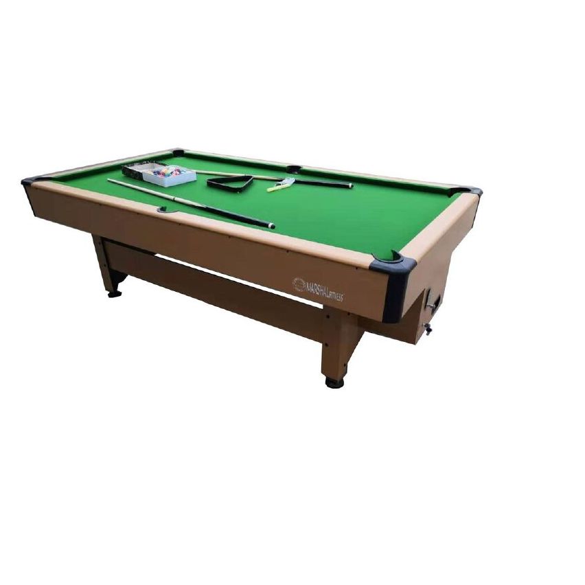 Marshal Fitness Coin Billiard Table, Pool Table Green Top 9 Ft. With Ball Collection System