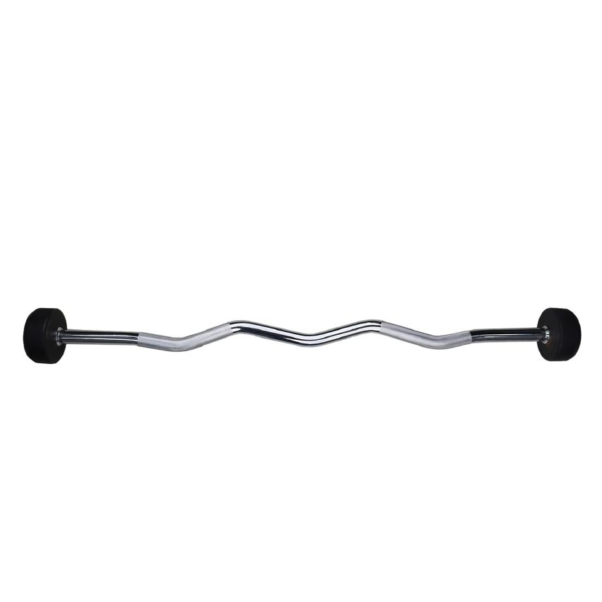 Marshal Fitness Rubber Fixed Barbell Ez Curl Bar | Straight Steel Bar