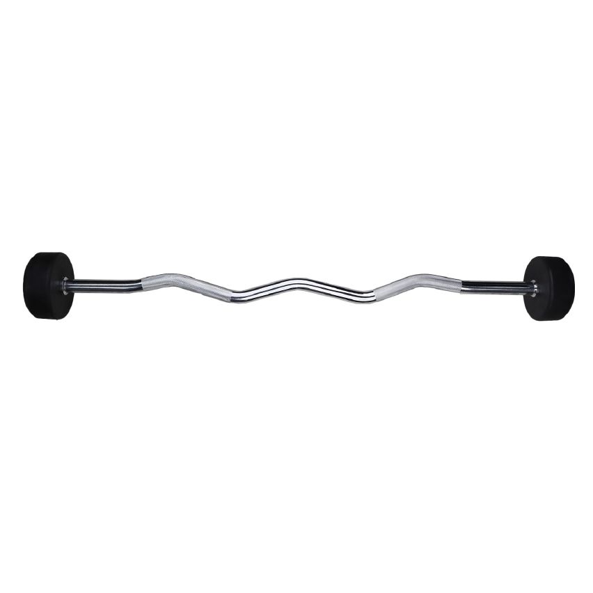 Marshal Fitness Rubber Fixed Barbell Ez Curl Bar | Straight Steel Bar