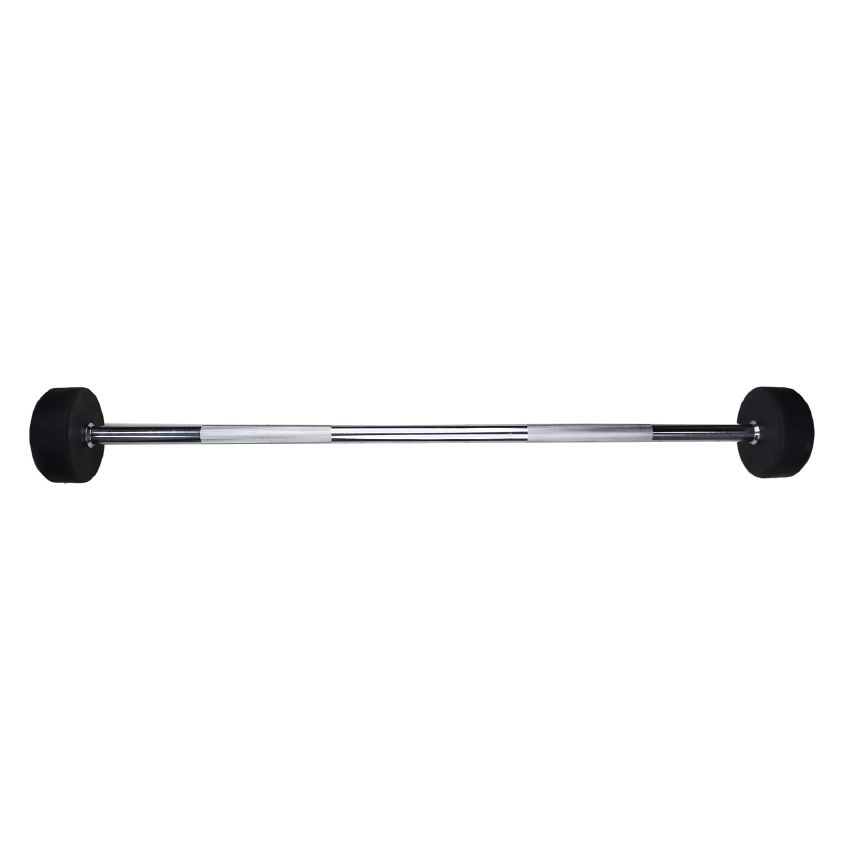 Marshal Fitness Rubber Fixed Barbell Ez Curl Bar | Straight Steel Bar