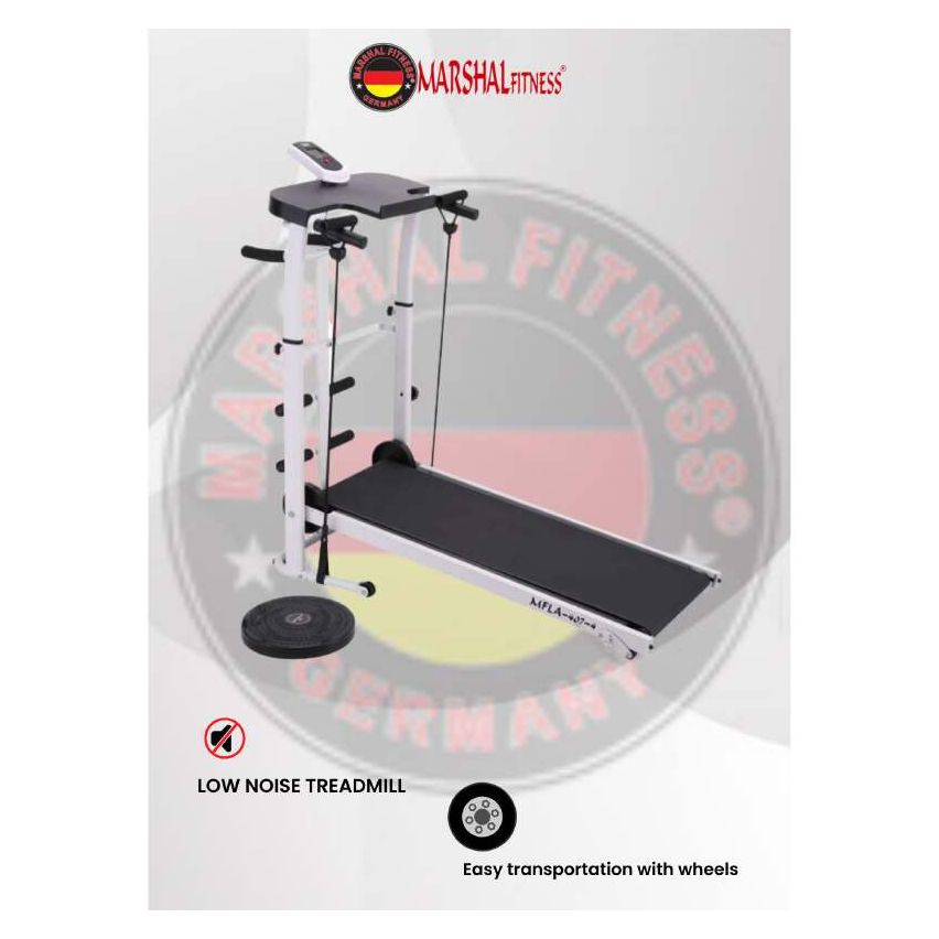 Marshal Fitness Flat Walker Folding Portable Incline Manual Treadmill | BXZ-MT-408