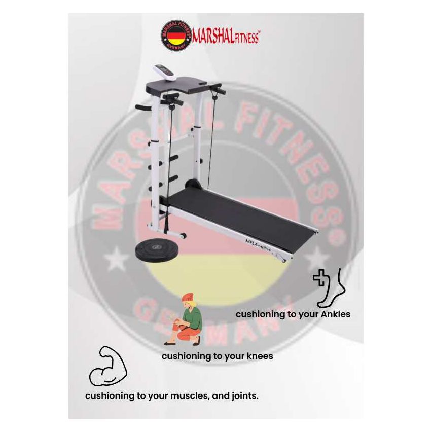 Marshal Fitness Flat Walker Folding Portable Incline Manual Treadmill | BXZ-MT-408