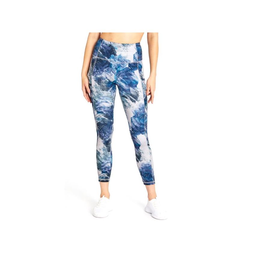 Marika Women's Evelyn Ankle Legging Marbled Floral Crown Blue