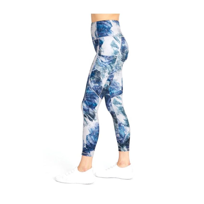 Marika Women's Evelyn Ankle Legging Marbled Floral Crown Blue