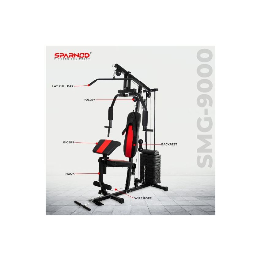 Sparnod Fitness SMG-9000 Multifunctional Heavy-duty Steel Frame Home Gym Station