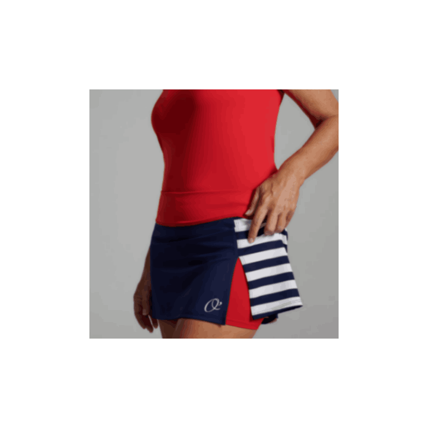 O´Padel Skirt With Slit Blue And Navy Stripes Pattern