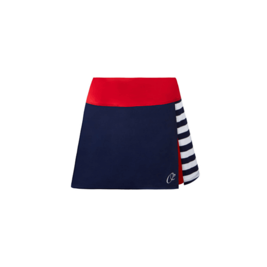 O´Padel Skirt With Slit Blue And Navy Stripes Pattern