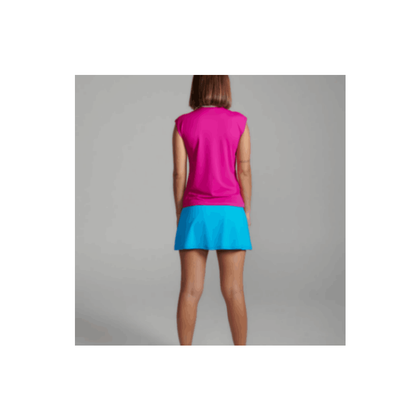 O´Padel Skirt With Slit White, Cyan & Fuschia