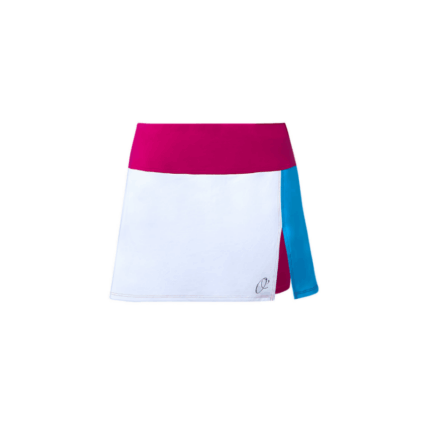 O´Padel Skirt With Slit White, Cyan & Fuschia