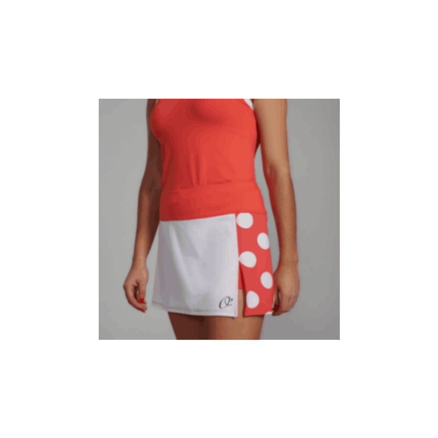 O´Padel Skirt With Slit Coral Pink & White Polka Dots