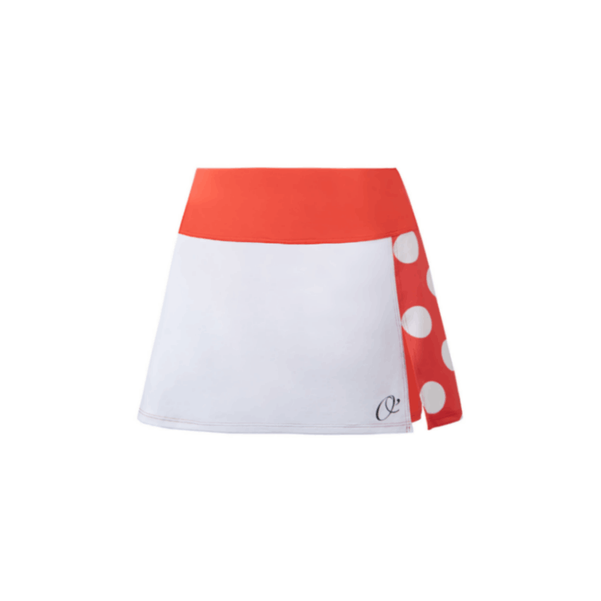 O´Padel Skirt With Slit Coral Pink & White Polka Dots