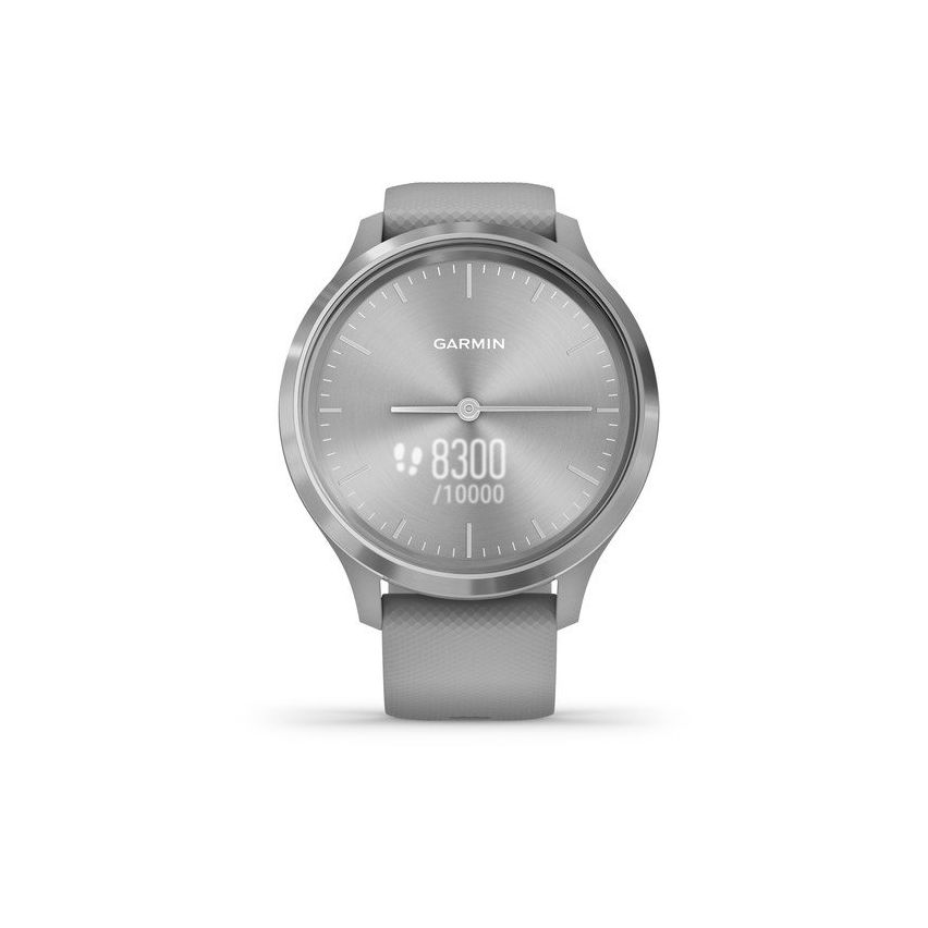 Garmin Vívomove 3 44mm Silver Stainless Steel Bezel with Powder Grey Case and Silicone Band