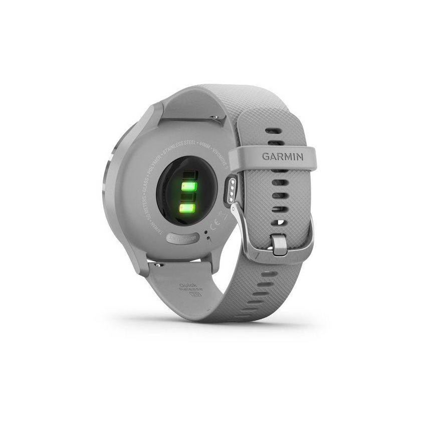 Garmin Vívomove 3 44mm Silver Stainless Steel Bezel with Powder Grey Case and Silicone Band