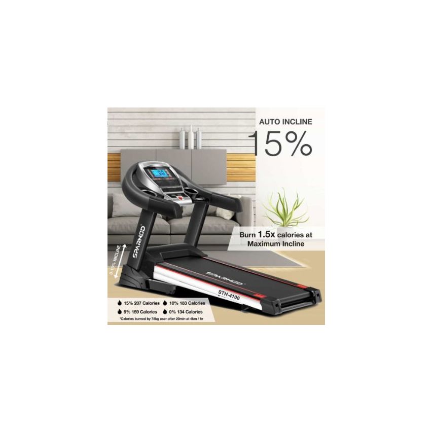 Sparnod Fitness Sth-4100 (2.25 Hp Motor) 15% Auto Incline Home Use Treadmill