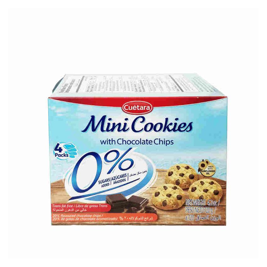 Cuetara Light - Mini Cookies with chocolate chips, 0% Added Sugar 120 grams