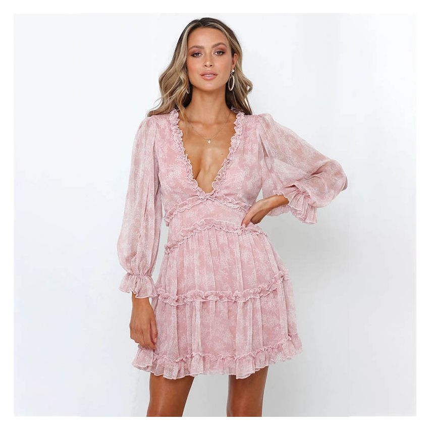 Lily Dress - Fashion Boho Beach Ruffle V Neck Dress