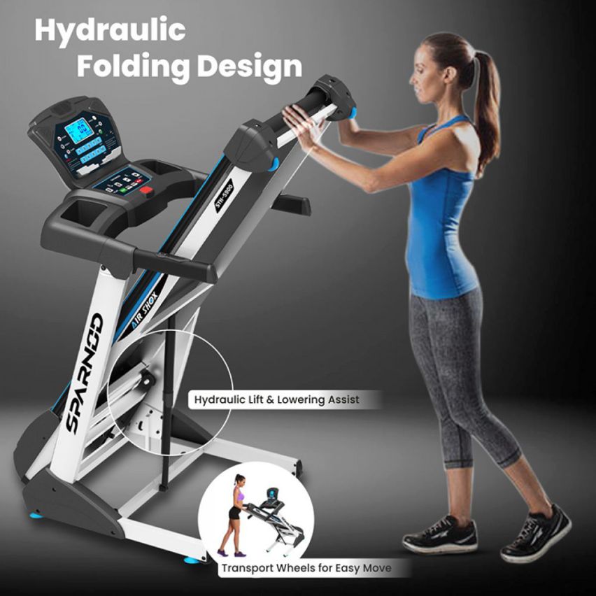 Sparnod Fitness STH-5900 (3 Hp Dc Motor) Heavy Duty Home Use Treadmill With Air Shocks