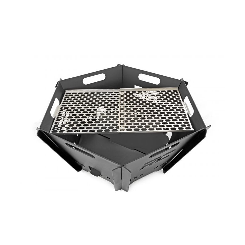 Rough Country Overland Collapsible Fire Pit With Stainless Steel Grill Grate And Fire Pit Accessory Kit