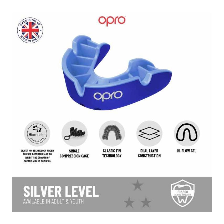 Opro Mouthguard Self-Fit Gen4 Full Pack Junior Silver