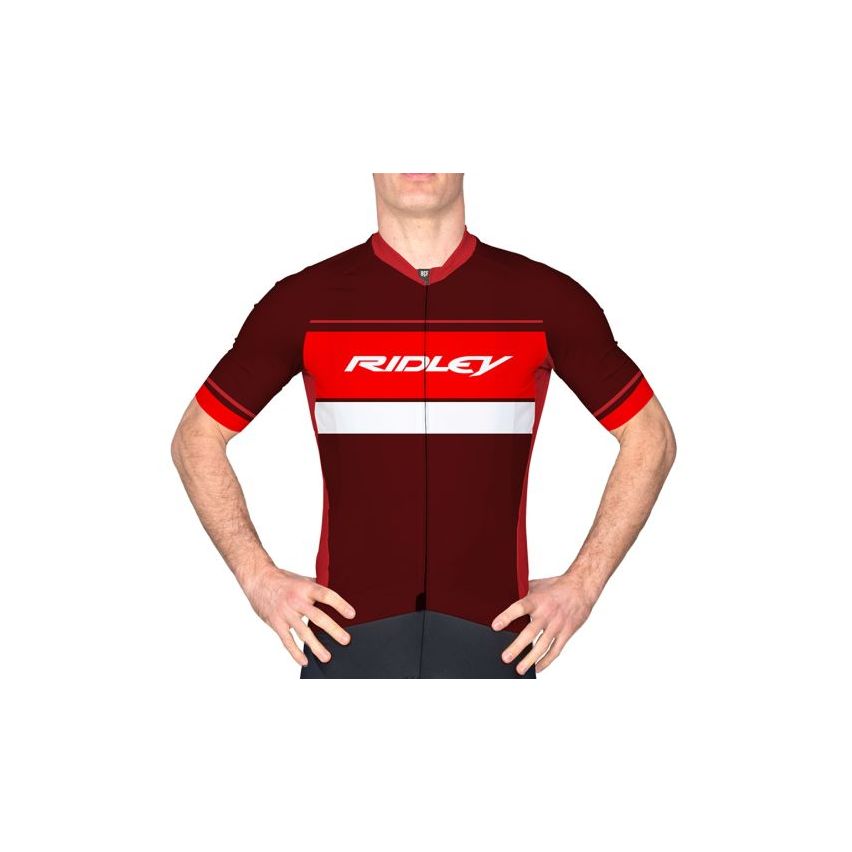 Ridley Men's Jersey Perf R7 Burgundy Red/White