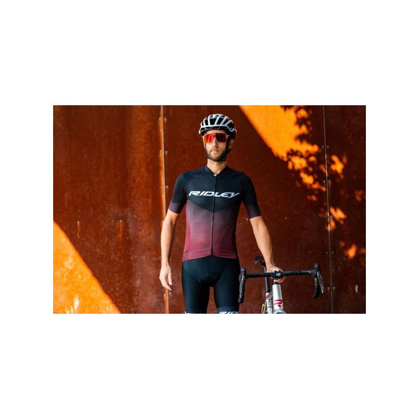 Ridley Men's Jersey Perf R16 Black/Burgundy Red