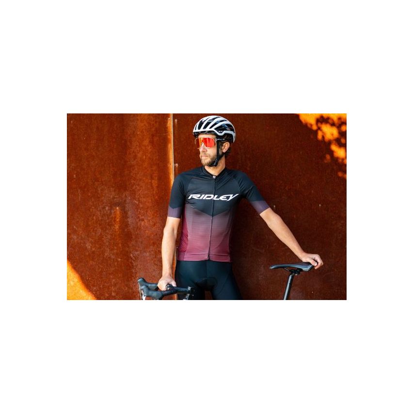 Ridley Men's Jersey Perf R16 Black/Burgundy Red