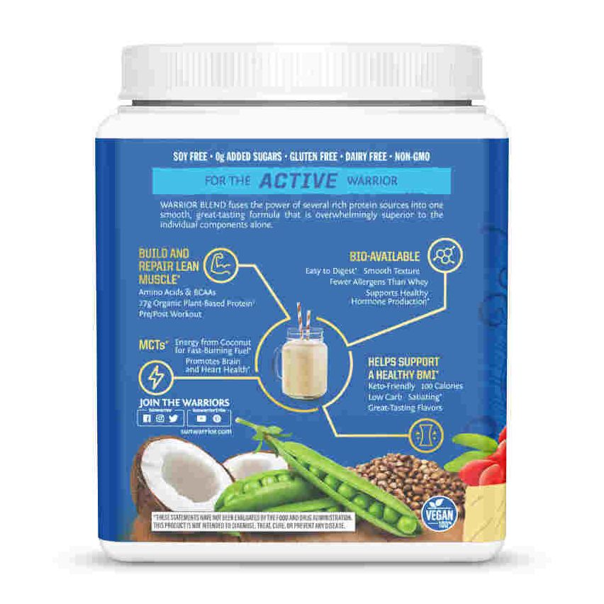 Sunwarrior - Warrior Blend High Performance| Plant-Based | Keto-Friendly |Vegan |Organic Protein Powder Vanilla 375 g