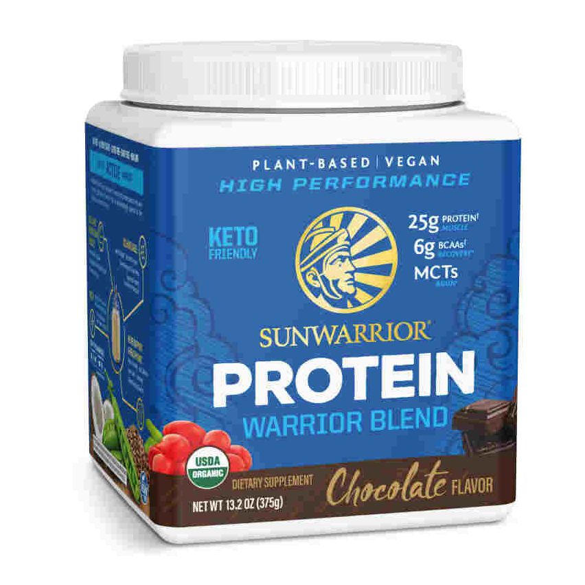 Sunwarrior - Warrior Blend High Performance| Plant-Based | Keto-Friendly |Vegan |Organic Protein Powder Chocolate 375 g