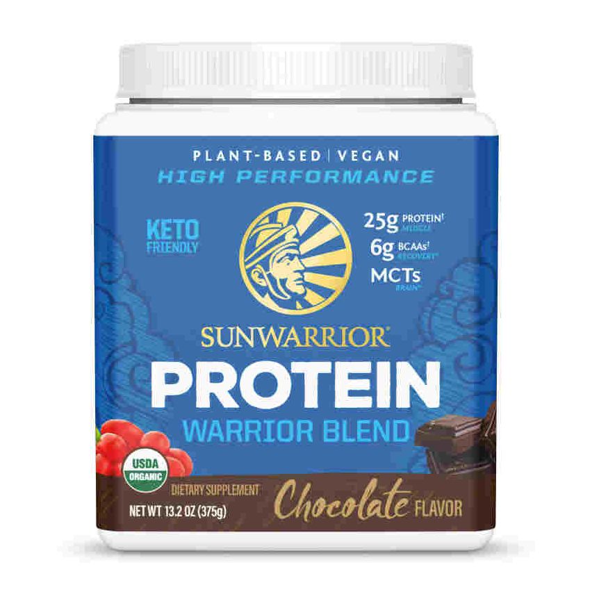 Sunwarrior - Warrior Blend High Performance| Plant-Based | Keto-Friendly |Vegan |Organic Protein Powder Chocolate 375 g