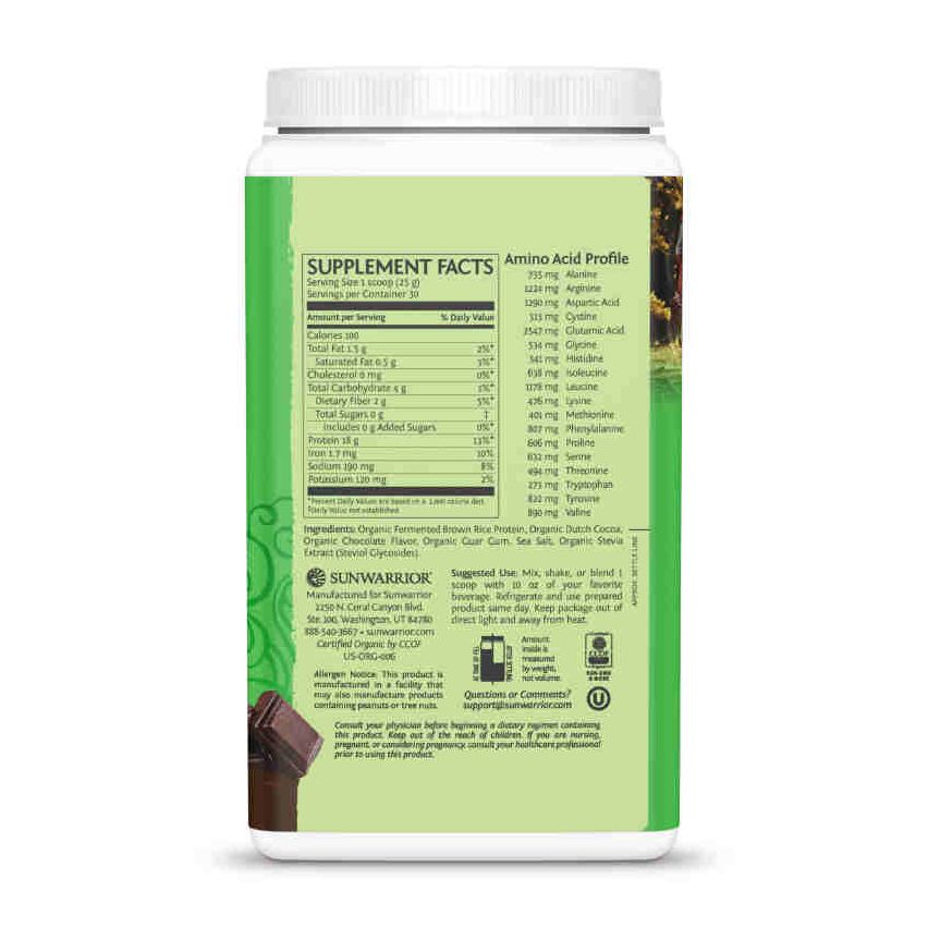 Sunwarrior Classic Fit & Lean | Plant-Based | Keto-Friendly |Vegan |Organic Protein Powder Chocolate 750 g