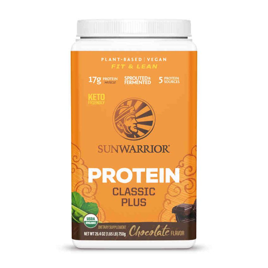 Sunwarrior Classic Plus Clean & Simple | Plant-Based | Keto-Friendly |Vegan |Organic Protein Powder Chocolate 750 g