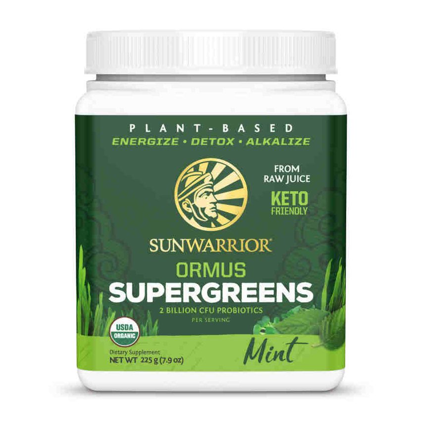 Sunwarrior Ormus Supergreens | Plant-Based | Keto-Friendly |Organic Protein Powder Mint 225 g. From Raw Juice