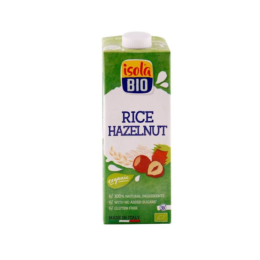 Isola Bio 100% Organic Rice Hazelnut Plant Based Milk 1L