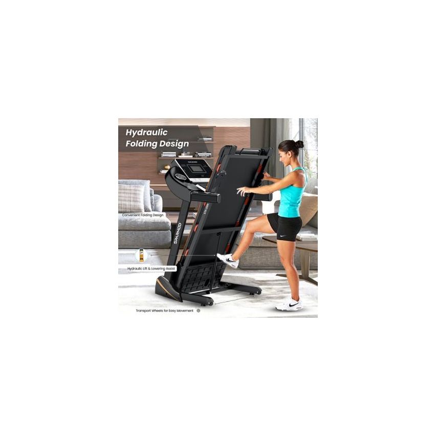 Sparnod Fitness (2 Hp Dc Motor) Foldable Sturdy Treadmill With Shock Absorption