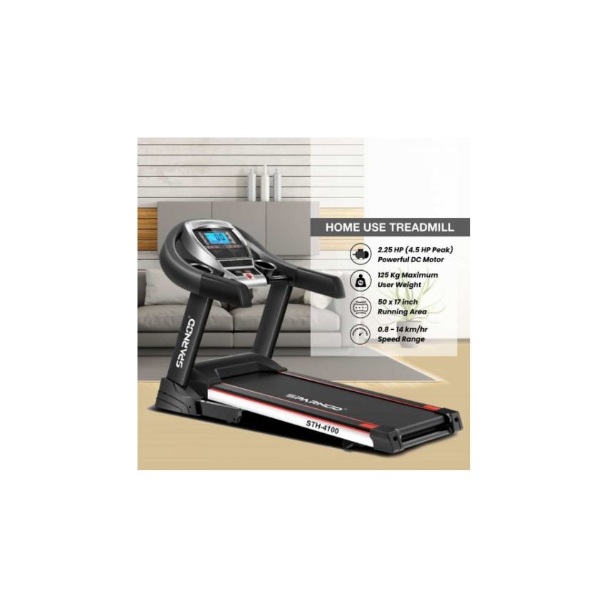 Sparnod Fitness Sth-4100 (2.25 Hp Motor) 15% Auto Incline Home Use Treadmill