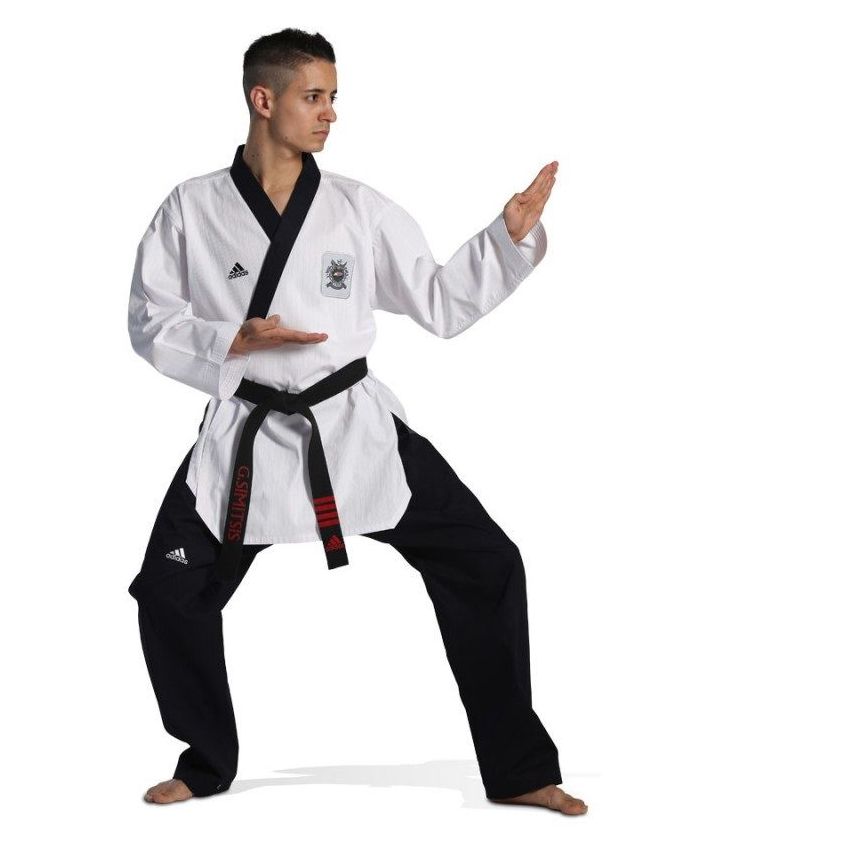 Adidas Poomsae Adult Male Taekwondo Uniform - White/Dark Blue