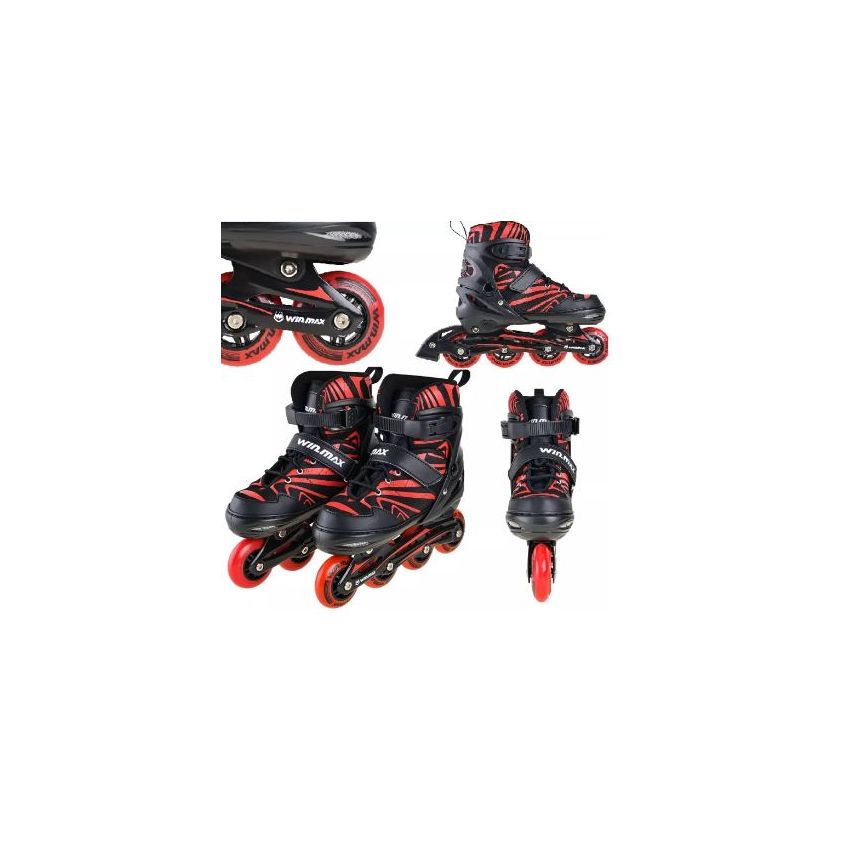 WinMax Kinetik Inline Roller Skate Combo Set Red