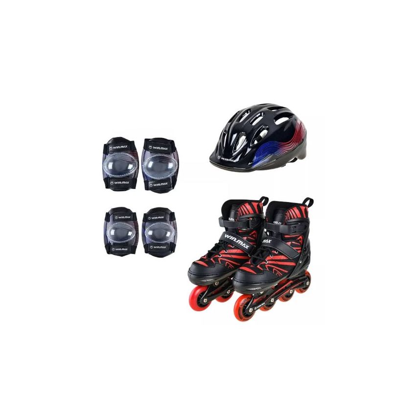 WinMax Kinetik Inline Roller Skate Combo Set Red