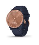 Garmin Vívomove 3s 39 mm Rose Gold Stainless Steel Bezel with Navy Case and Silicone Band