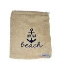 Pamplemousse Life's a Beach Brown Beach Bag Embroidery 