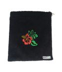 Pamplemousse Black Beach Bag with Floral Embroidery