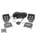 Rough Country Spotlights 2-inch Square Cree Led Lights - (Pair |  Black Series W/ Amber Drl)