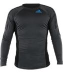 Adidas Men's Grappling Rash Guard Long Sleeve - Beluga/Black/Blue/Silver