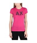 Armani Exchange Women's  Textured Sparkle Logo Short Sleeve  T-Shirt , Size XL