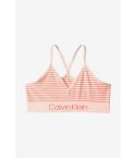 Calvin Klein's Racerpack Striped pink lemon Sports Bra, Size M (7/8)