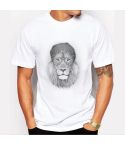 Men's White Tee- Lion Graphic