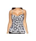 Octopus Beachwear Women's Black & White Floral Pattern, UK14